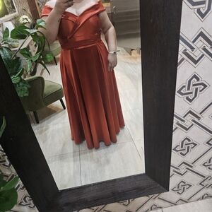 Brides Maid Chic Off-Shoulder Orange Wedding Dress